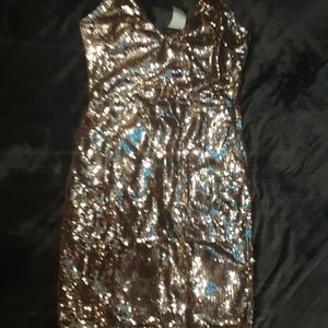 Sequin Rose Gold Mini Dress